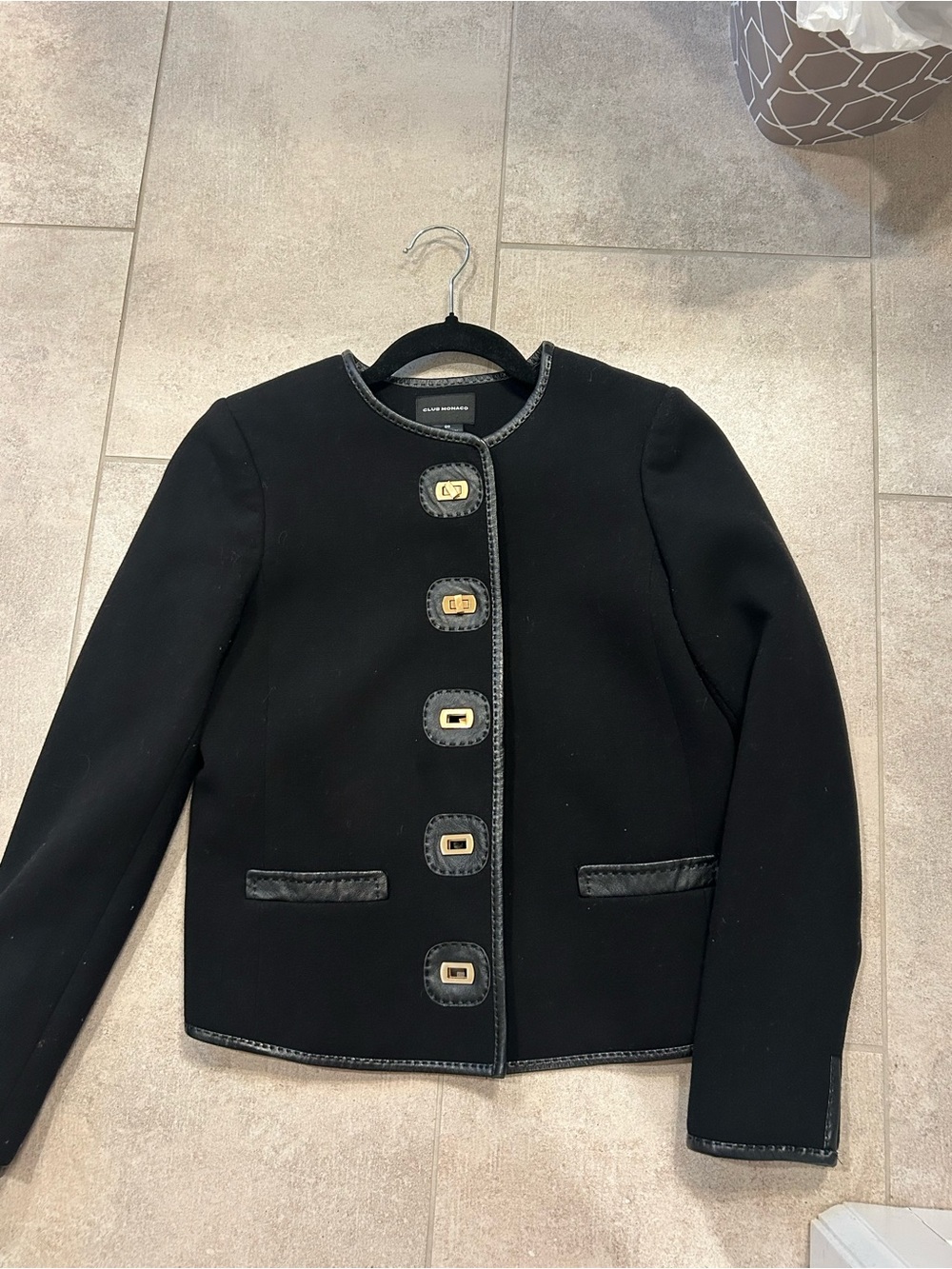 Club Monaco Black Jacket with Gold Accent Buttons